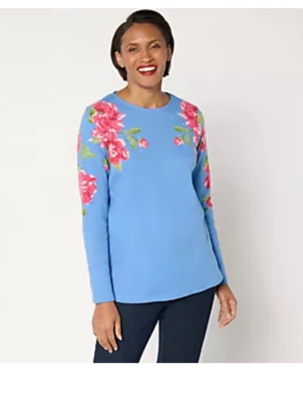 Quacker Factory Winter Rose Garden Embellished Top. Sz 3X.